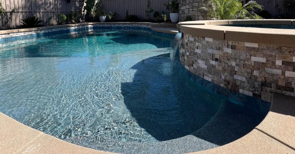 Baja Shelf with waterfall from spa