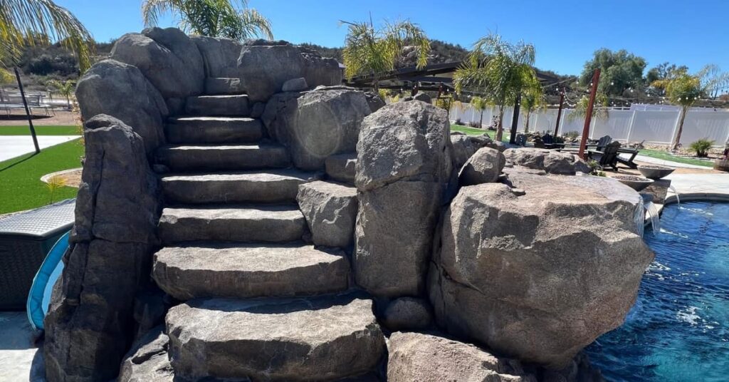 natural rock pool grotto with steps