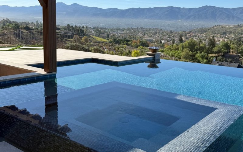 infinity edge pool, pool builder in upland ca